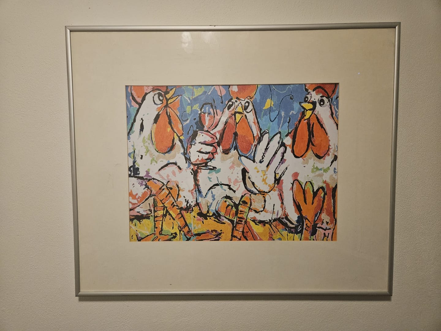 Customer photo review of Vrolijk Schilderij - Kippen Aan De Wijn
