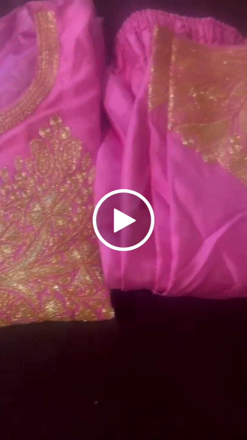 Customer video review of Elegant Kashmiri Silk Suit in Pink with Exquisite Tilla Embroidery