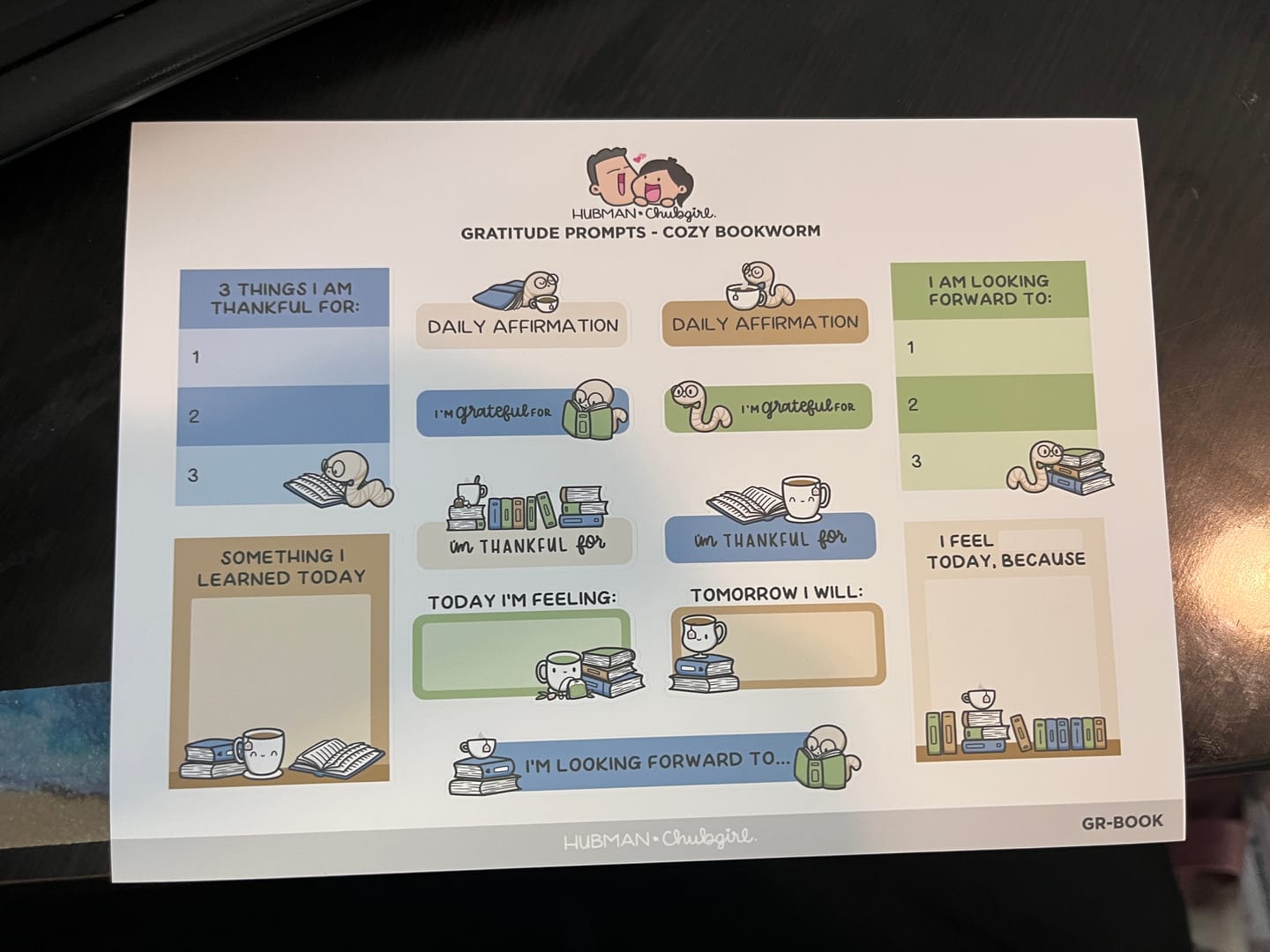 Customer photo review of Sticker Sheet - Gratitude Prompts Cozy Bookworm Theme