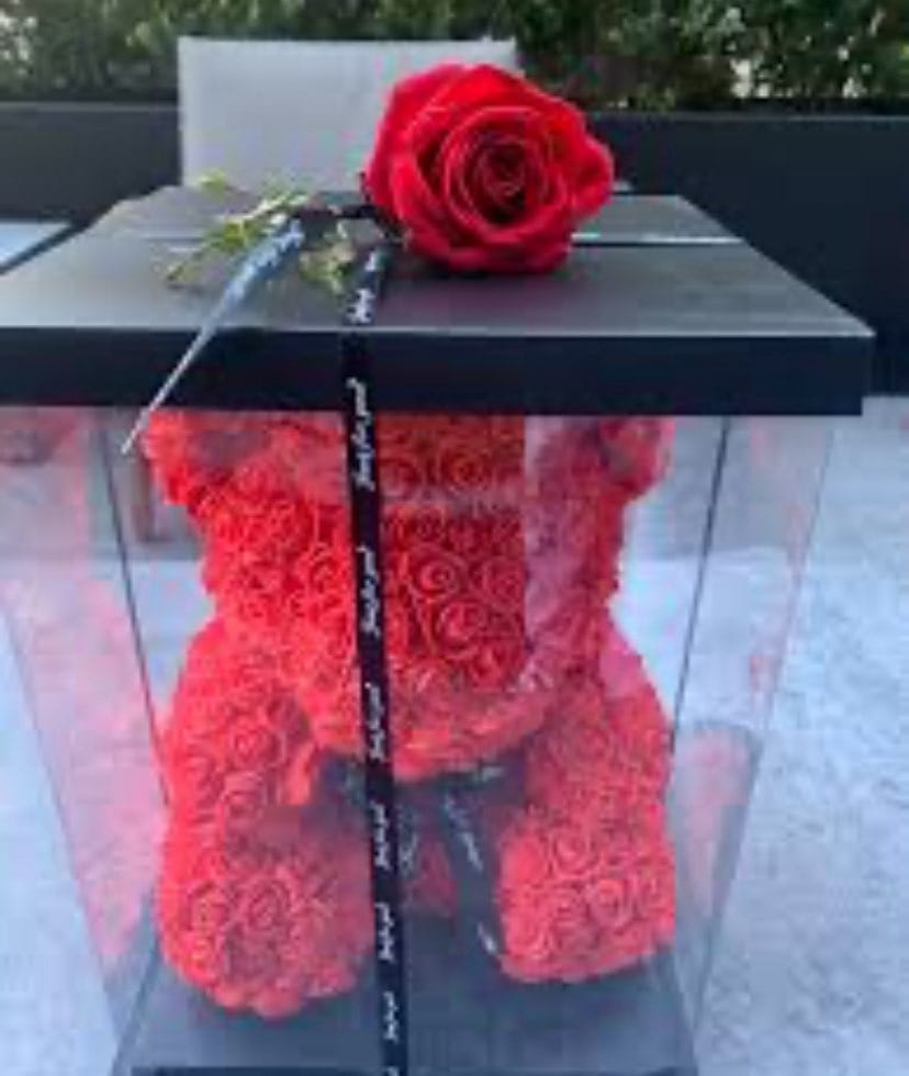 Customer photo review of Ruby Red Rose Bear Large 40cm