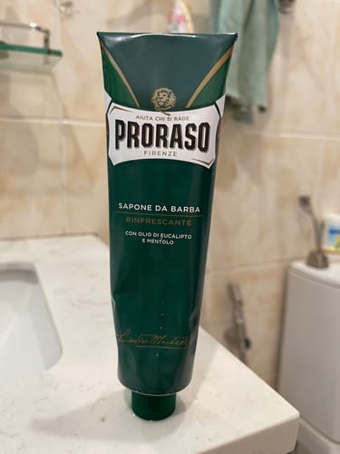 Customer photo review of Proraso Green Shaving Cream in a Tube 150ml - Menthol & Eucalyptus