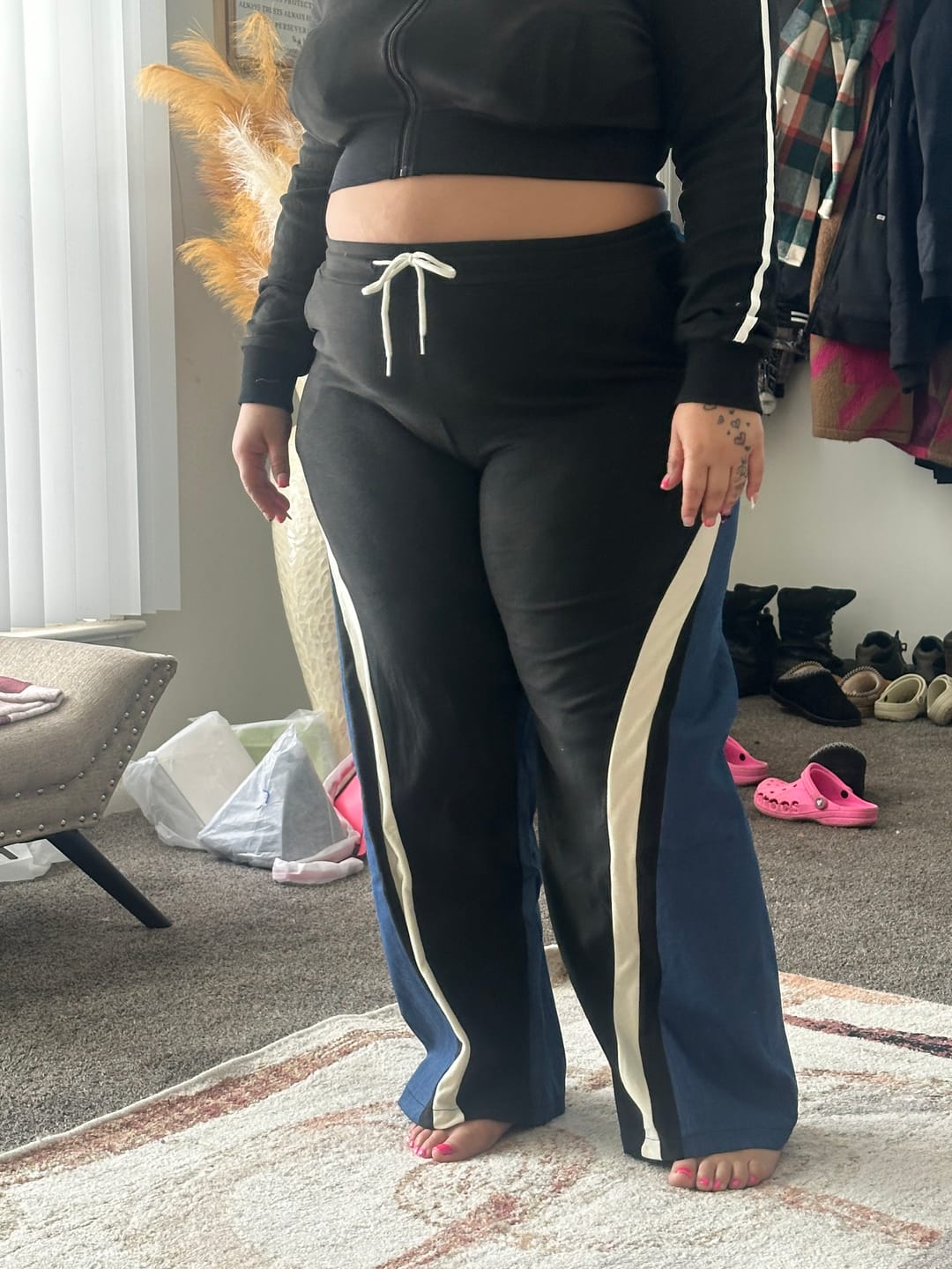 Customer photo review of Zip-Front Top & Side-Stripe Pants Set