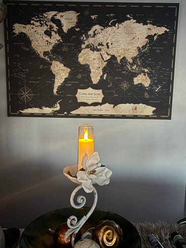 Customer photo review of Pinnable World Journey Map • Rustic Gold