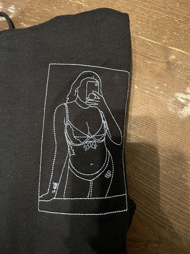 Customer photo review of Custom Embroidered Couple Portrait Sweatshirt, Couple sweats From Photo, Spicy Hoodie, Valentine Gift For Boyfriend