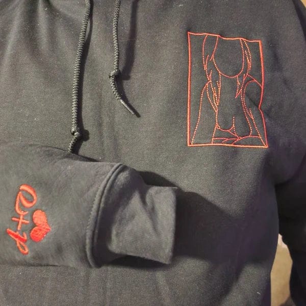 Customer photo review of Custom Embroidered Couple Portrait Sweatshirt, Couple sweats From Photo, Spicy Hoodie, Valentine Gift For Boyfriend