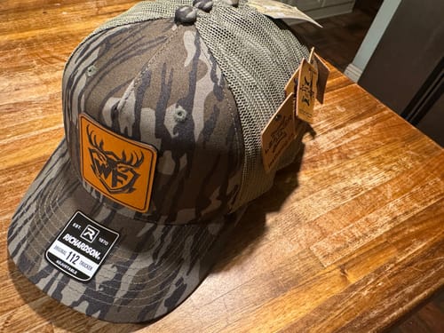 Customer photo review of Custom Leather Patch Hats Richardson CAMO Laser Engraved