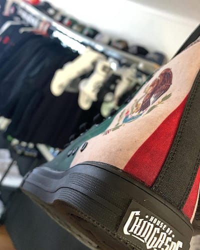 Customer photo review of Mex Flag High Tops ( Black or White Sole )