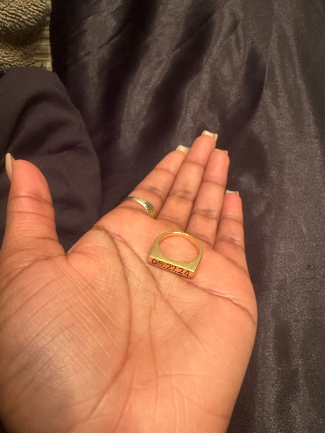 Customer photo review of Engraved Name Ring