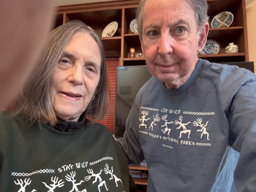 Customer photo review of Stay Wild Petroglyphs Long Sleeve Tee