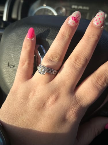 Customer photo review of Esme 14K Gold Plated Silver Wedding Ring Set