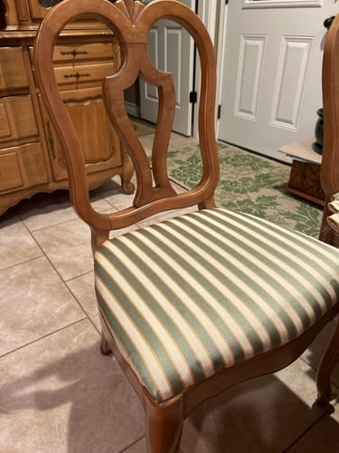 Customer photo review of SICILY Green Ivory Striped Jacquard Fabric