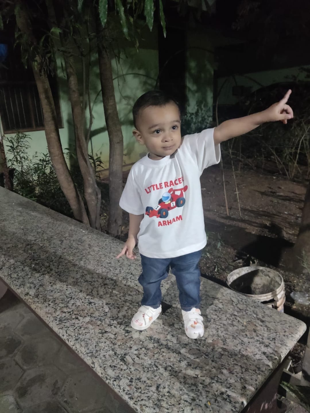 Customer photo review of Little Racer With Custom Kids Name Tee