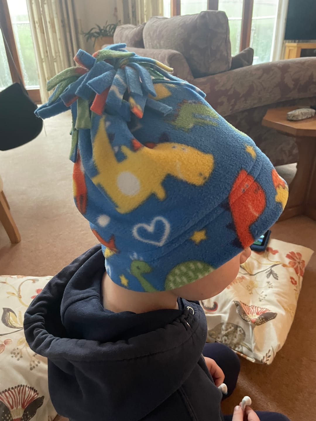 Customer photo review of Dinosaurs and Hearts Anti Pill Polar Fleece Fabric