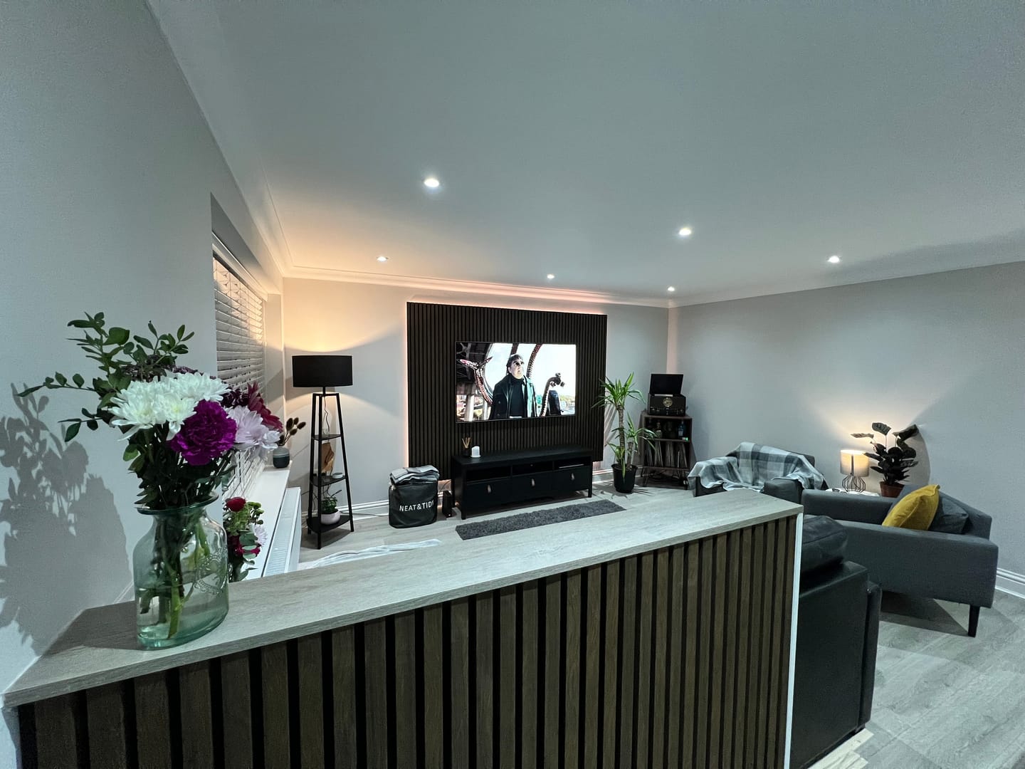 Customer photo review of Wooden Wall Panel | Smoked Oak | Premium 3-sided Wood Veneer