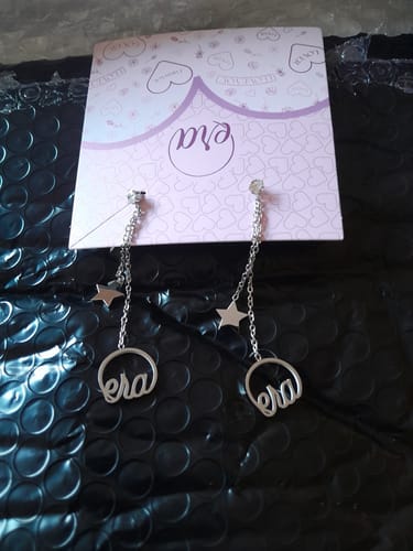 Customer photo review of Silver Yoyo Earrings