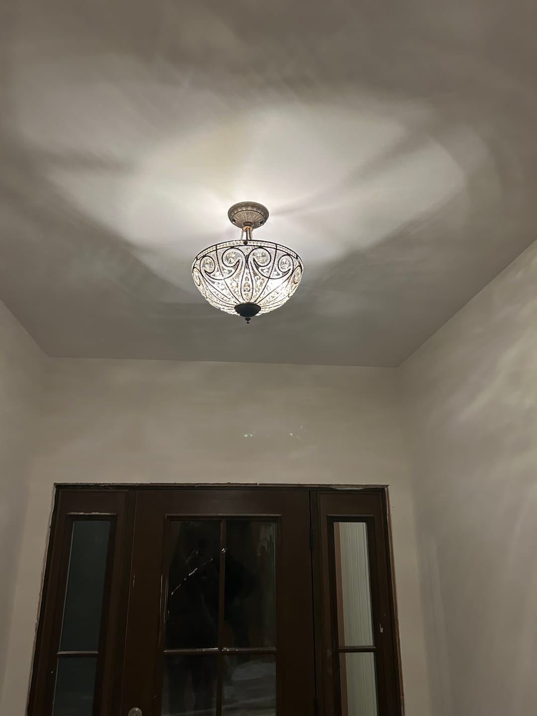 Customer photo review of Victorian Antique Bronze Crystal Semi Flush Light
