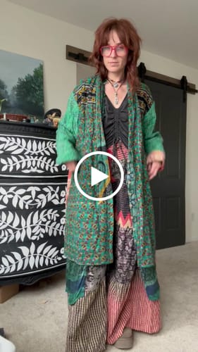 Customer video review of Kantha Trench Robe 1124 137