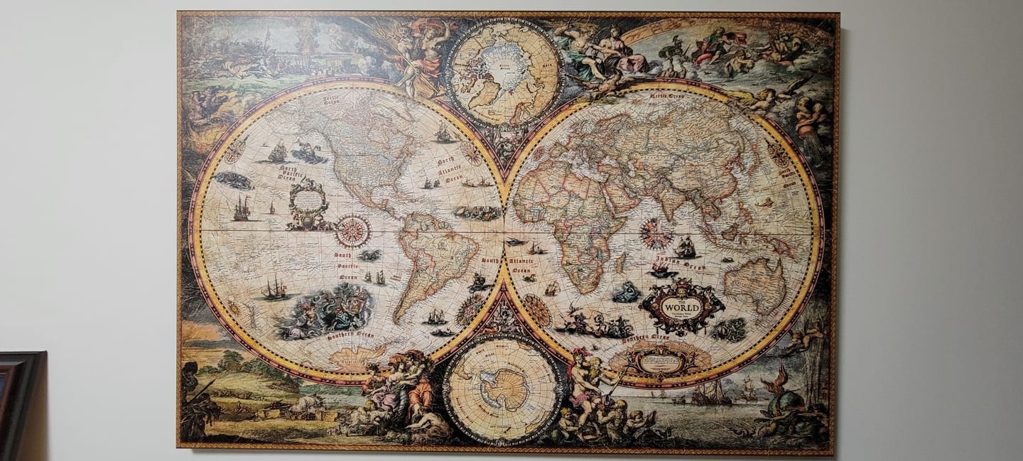 Customer photo review of Large Vintage Style Modern World Map by Ray&Co, 2024