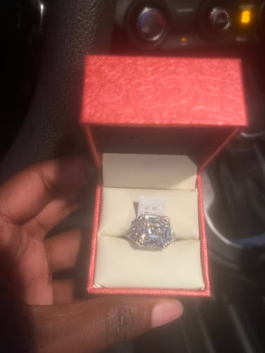 Customer photo review of 3-Stone 12.6ct Asscher CZ Ring in Sterling Silver