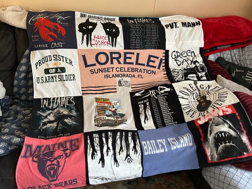 T-shirt quilt with music, military themes by elatia from ME