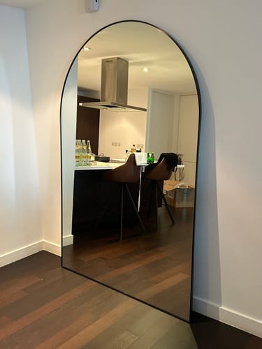 Customer photo review of Alev Black Arched LED Wall Mirror with Soft Backlighting