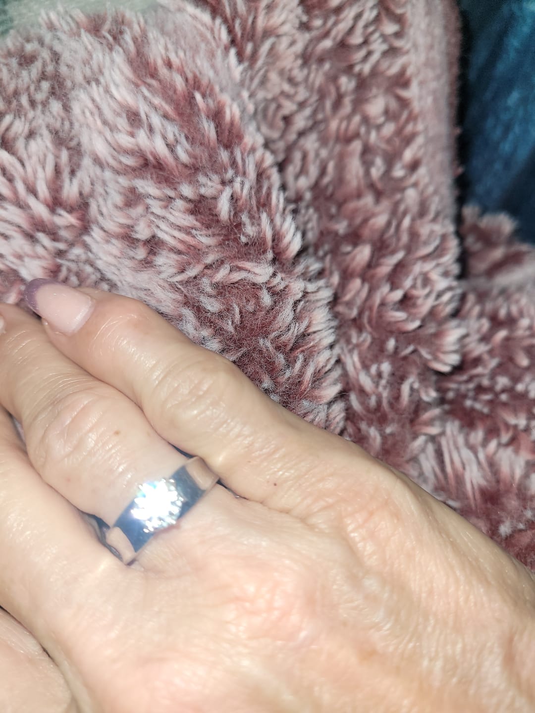 Customer photo review of Solitaire Round Moissanite Concave Wide Band Engagement Ring