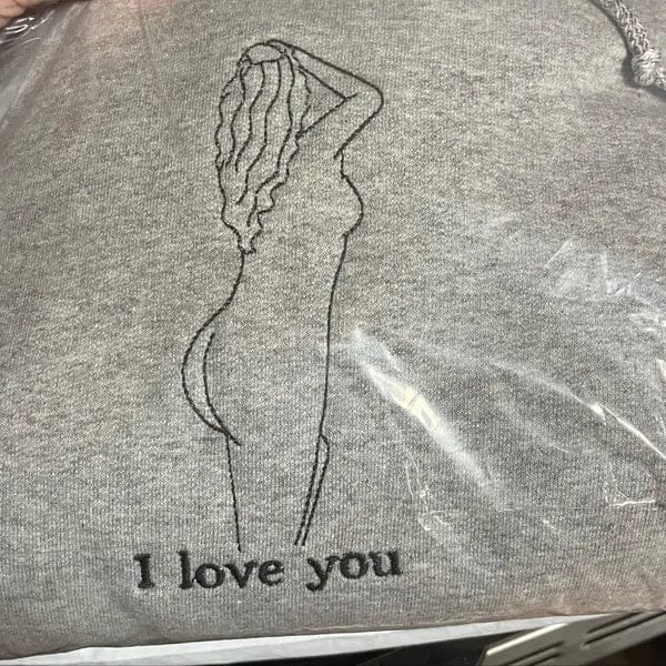 Customer photo review of Custom Embroidered Couple Portrait Sweatshirt, Couple sweats From Photo, Spicy Hoodie, Valentine Gift For Boyfriend
