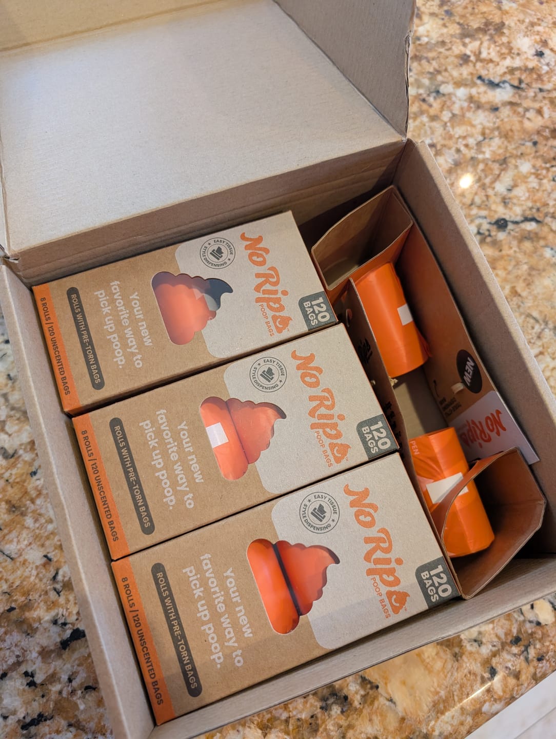 Customer photo review of No Rip Poop Bags Pack of 3 • 24 Rolls Count, 360 Bags