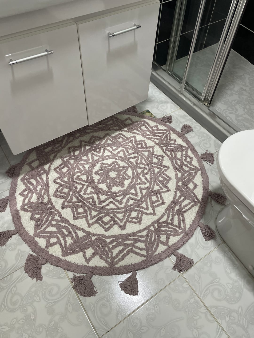 Customer photo review of Pina Yuvarlak Banyo Paspası %100 Pamuk 100x100 Pembe
