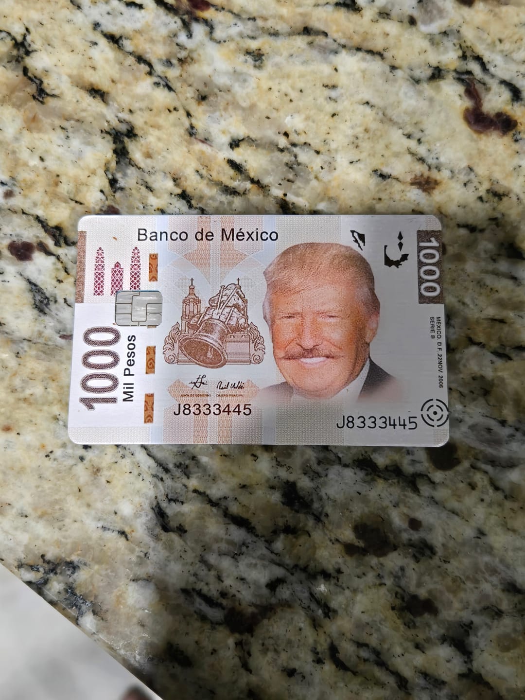 Customer photo review of Trump Banco de Mexico Credit Card Skin Decal