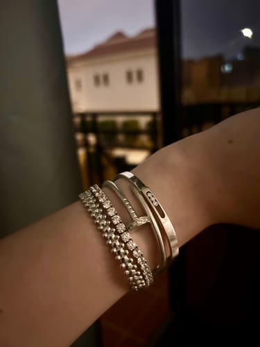 Customer photo review of CERBERUS Bangle 14K Gold Vermeil