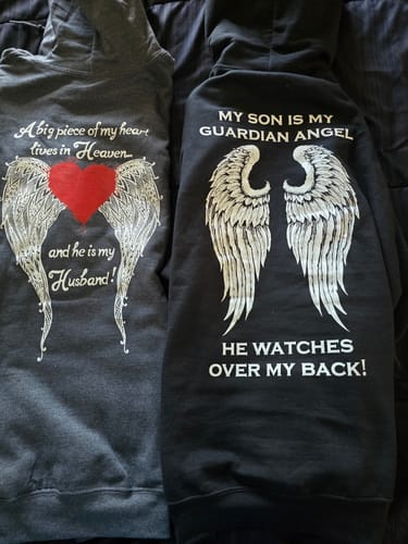 Customer photo review of My Son Is My Guardian Angel Hoodie