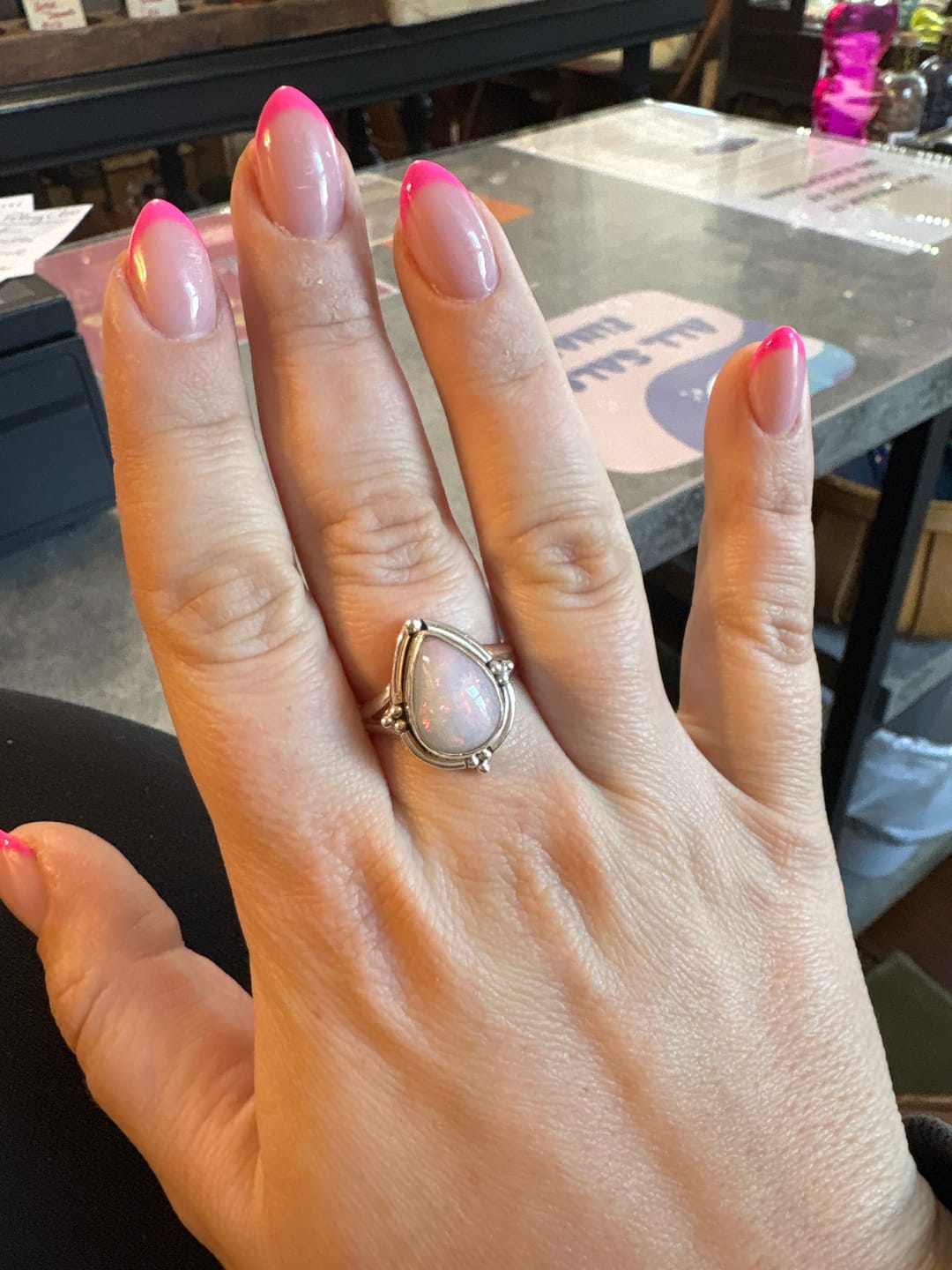 Customer photo review of Opal Teardrop Ring Sterling Silver