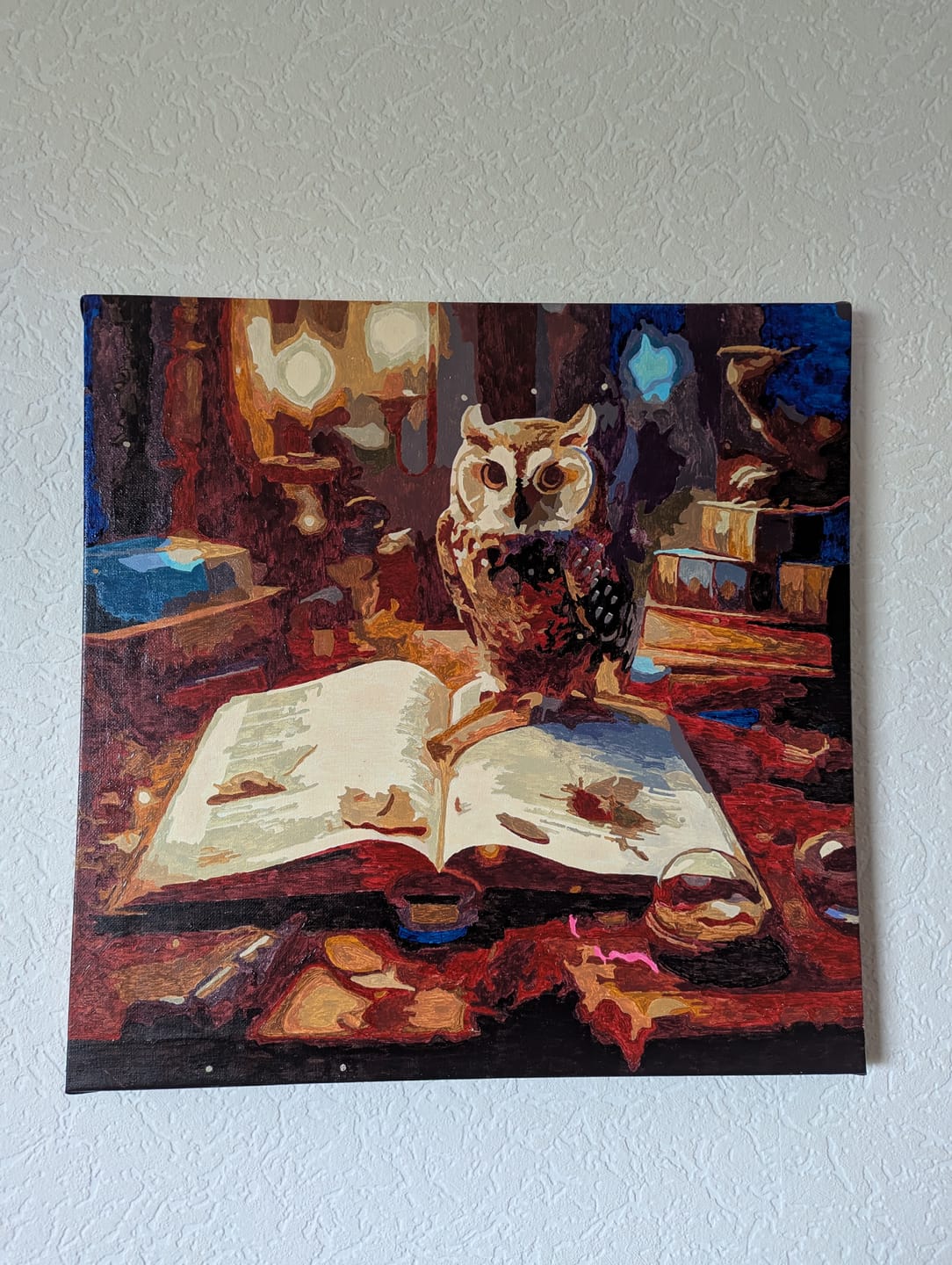 Customer photo review of Malen nach Zahlen - Eule mit Buch und Kerzen