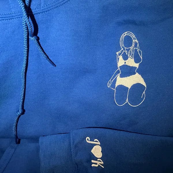 Customer photo review of Custom Embroidered Couple Portrait Sweatshirt, Couple sweats From Photo, Spicy Hoodie, Valentine Gift For Boyfriend