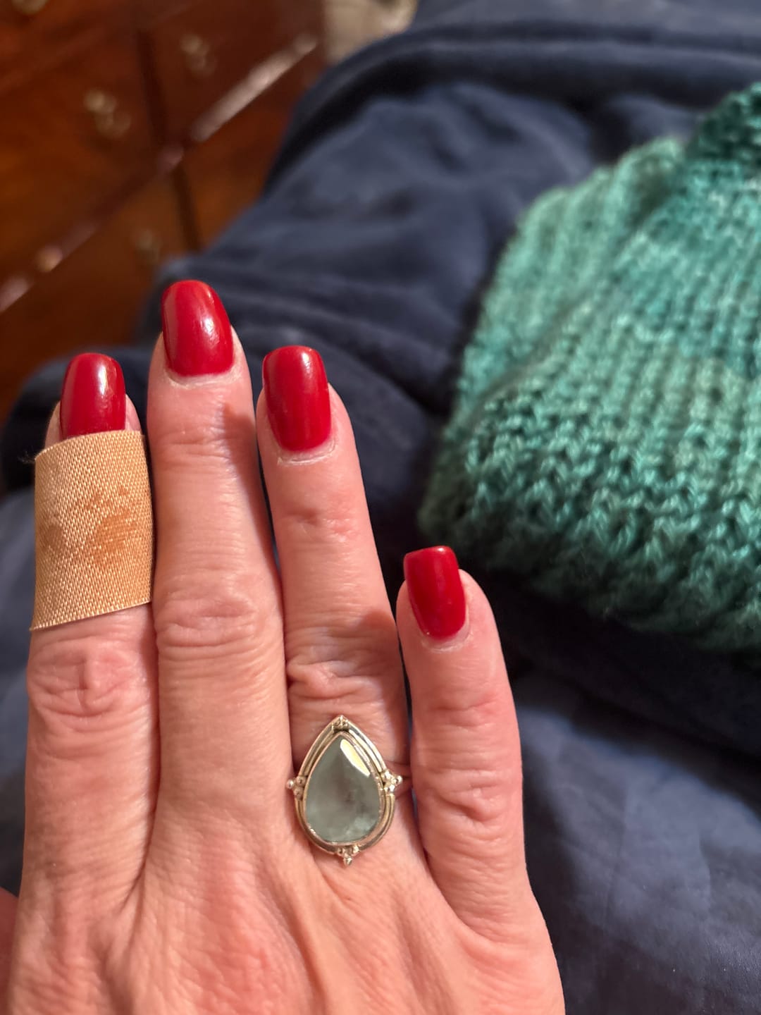 Customer photo review of Teardrop Aquamarine Ring Sterling Silver
