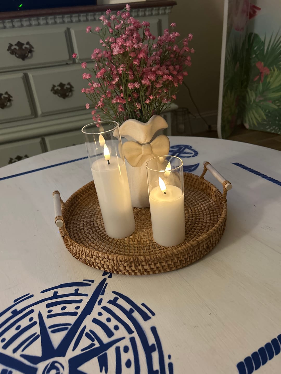 Customer photo review of Glass Flameless White Candles