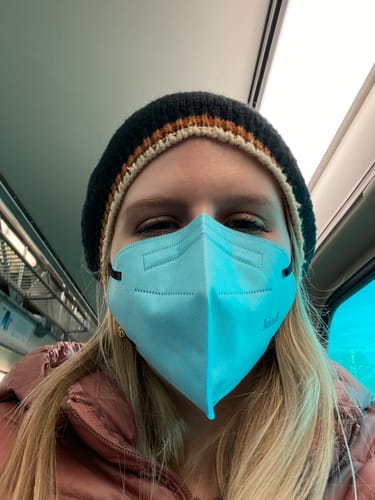 Customer photo review of KN95 Respirator Face Mask Cone Shape - Sky Blue