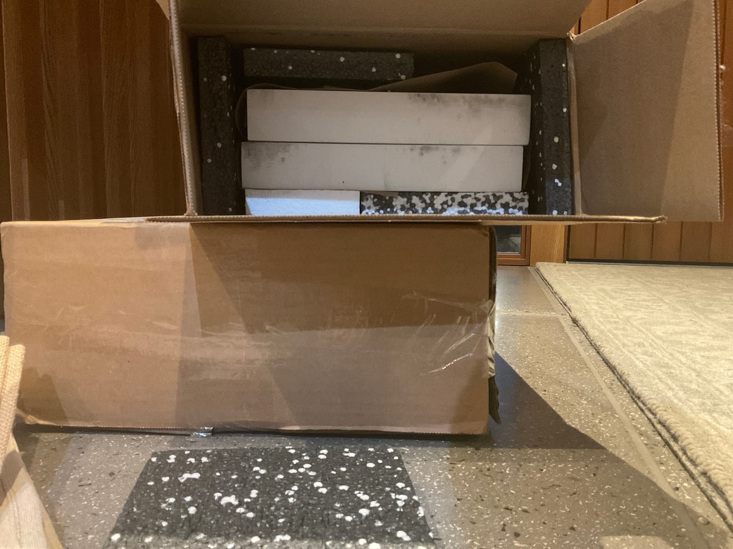 Customer photo review of Black & White Maple Floating Shelves