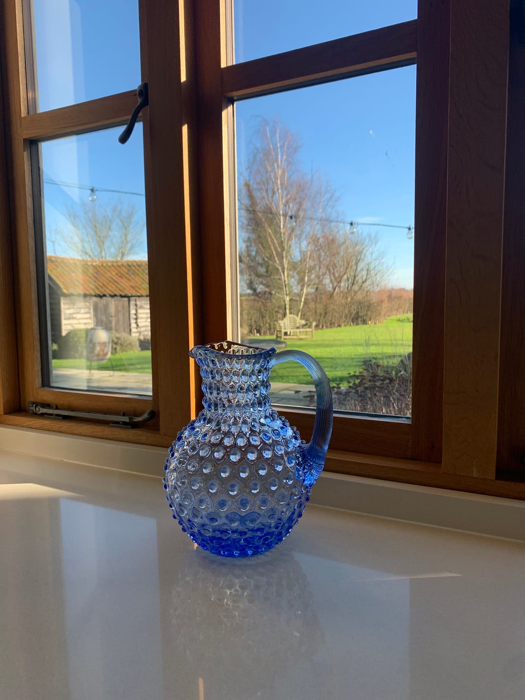Customer photo review of Light Blue Hobnail Jug