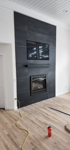 Customer photo review of Custom Metal Floating Mantel Shelf: Non-Combustible, 25+ Finishes, Any Size