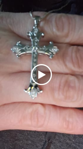 Customer video review of Cross Milgrain CZ Necklace in Sterling Silver
