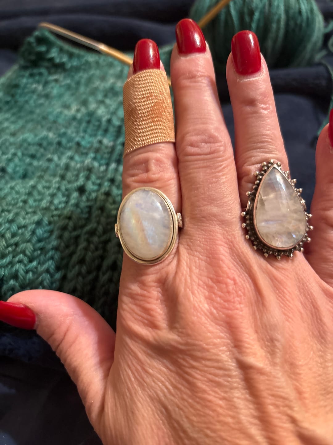 Customer photo review of Sterling Silver Rainbow Moonstone Ring