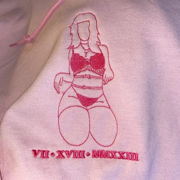 Customer photo review of Custom Embroidered Couple Portrait Sweatshirt, Couple sweats From Photo, Spicy Hoodie, Valentine Gift For Boyfriend