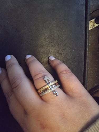 Customer photo review of DREIREIHIGER „LOVE, SMILE, Happiness “ RING MIT SICHERHEITSNADEL