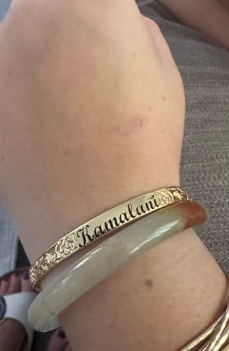Customer photo review of 6mm Hali'a Heirloom Stacker Bangle (Baby to Adult Sizes)