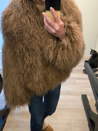 Customer photo review of Cappotto Loyenne Camel in Pelliccia di Agnello