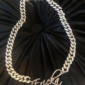 Customer photo review of JANICE RHINESTONE CUBAN NAME NECKLACE