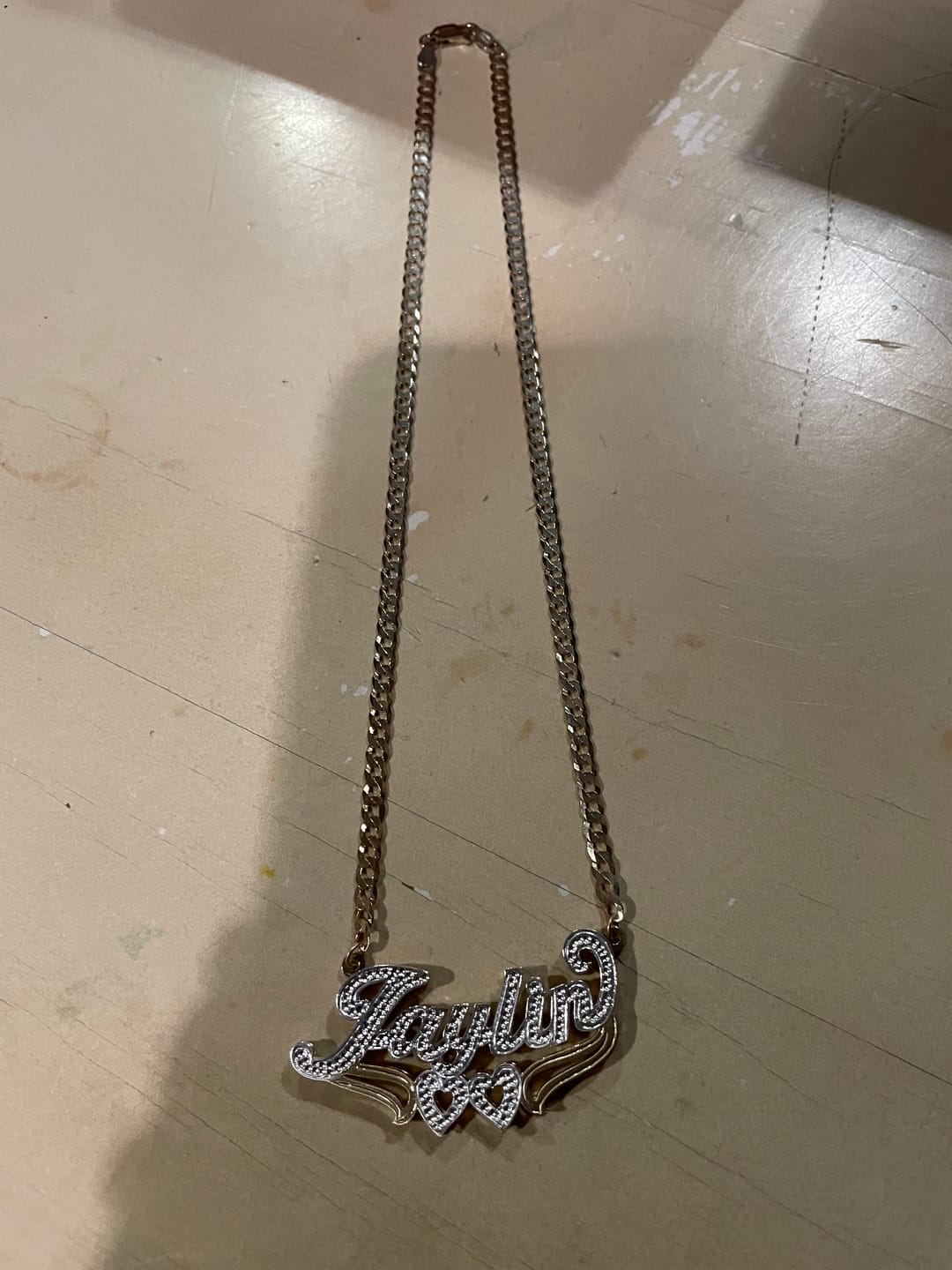 Customer photo review of Double Plated Nameplate Necklace "Bianca"