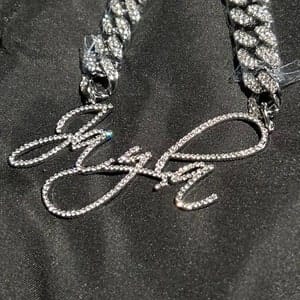 Customer photo review of JANICE RHINESTONE CUBAN NAME NECKLACE